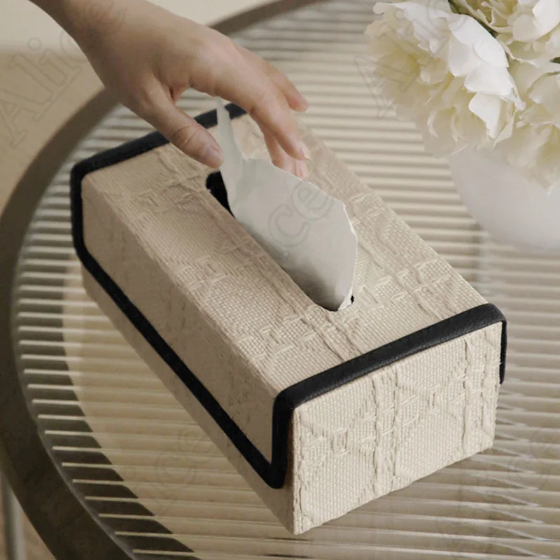 Modern Weaving Texture Leather Tissue Box Dining Table Decor Napkin Holder Living Room Tissue Boxes Ornament Home Decoration