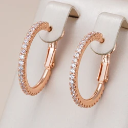 Kinel Trendy 585 Rose Gold Color Big Hoop Earrings For Women Luxury Natural Zircon Accessories Bride Wedding Vintage Jewelry