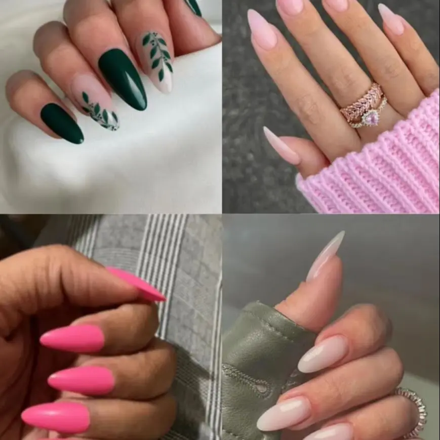 576Pcs 24Colors Medium Almond Press On Nails Glossy Solid Colorful Soft Gel Fake Nail Tips Wearable Full Cover False Fingernails view 5