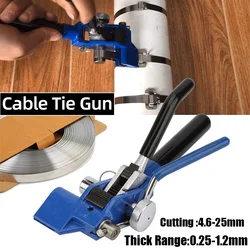 Stainless Steel Cable Tie Gun Fasten Tool for Crop Width 25mm Thickness 1.2mm Tighten Hand Tool Cutting Tension Multi-Purpose