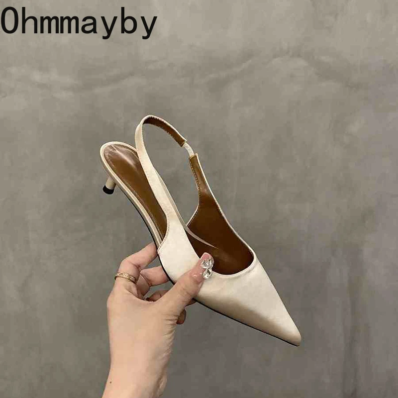 2025 Summer Thin Heel Women Sandals Fashion Pointed Toe Singbacks Shoes Ladies Elegant Stripper Party Sandalias