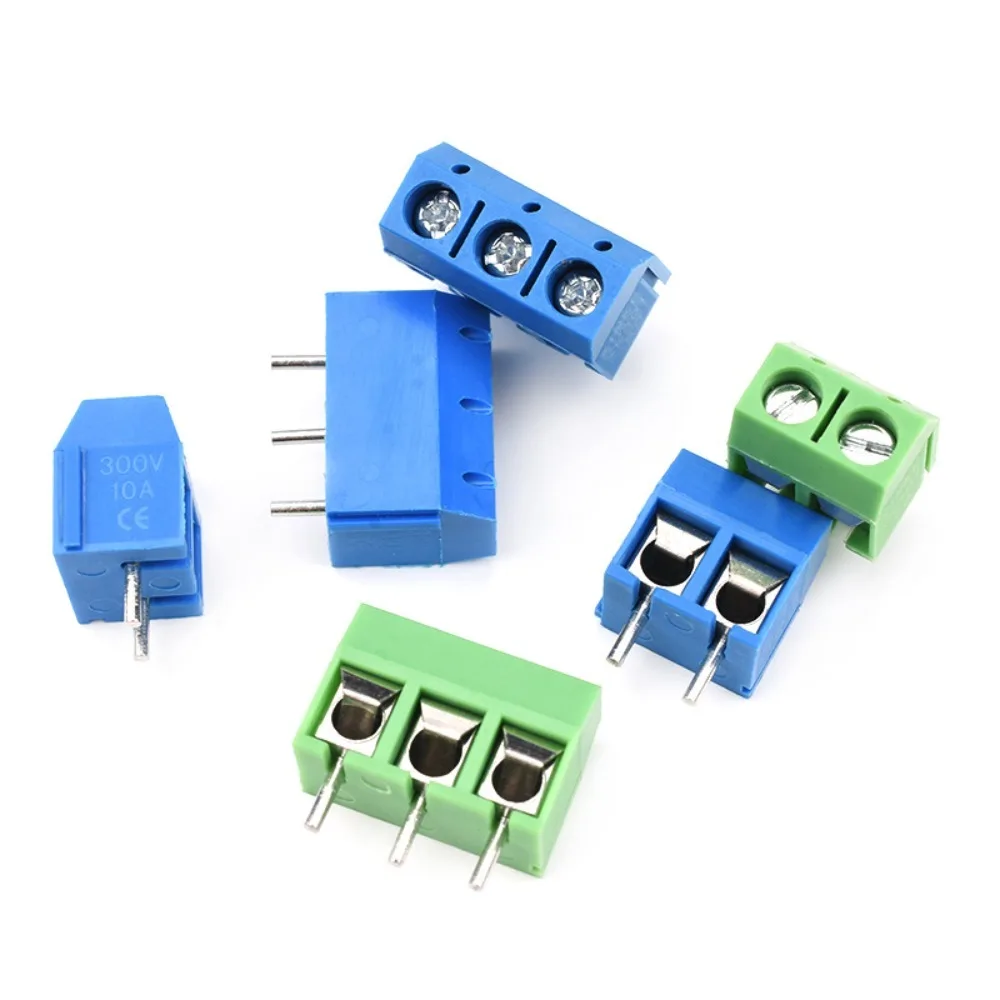 300V15A Pitch 5.0mm Terminal Blocks Pitch KF301-5.0-2P KF301-3P Electrical Terminal Post Durable Blue Green Block Connector Wire