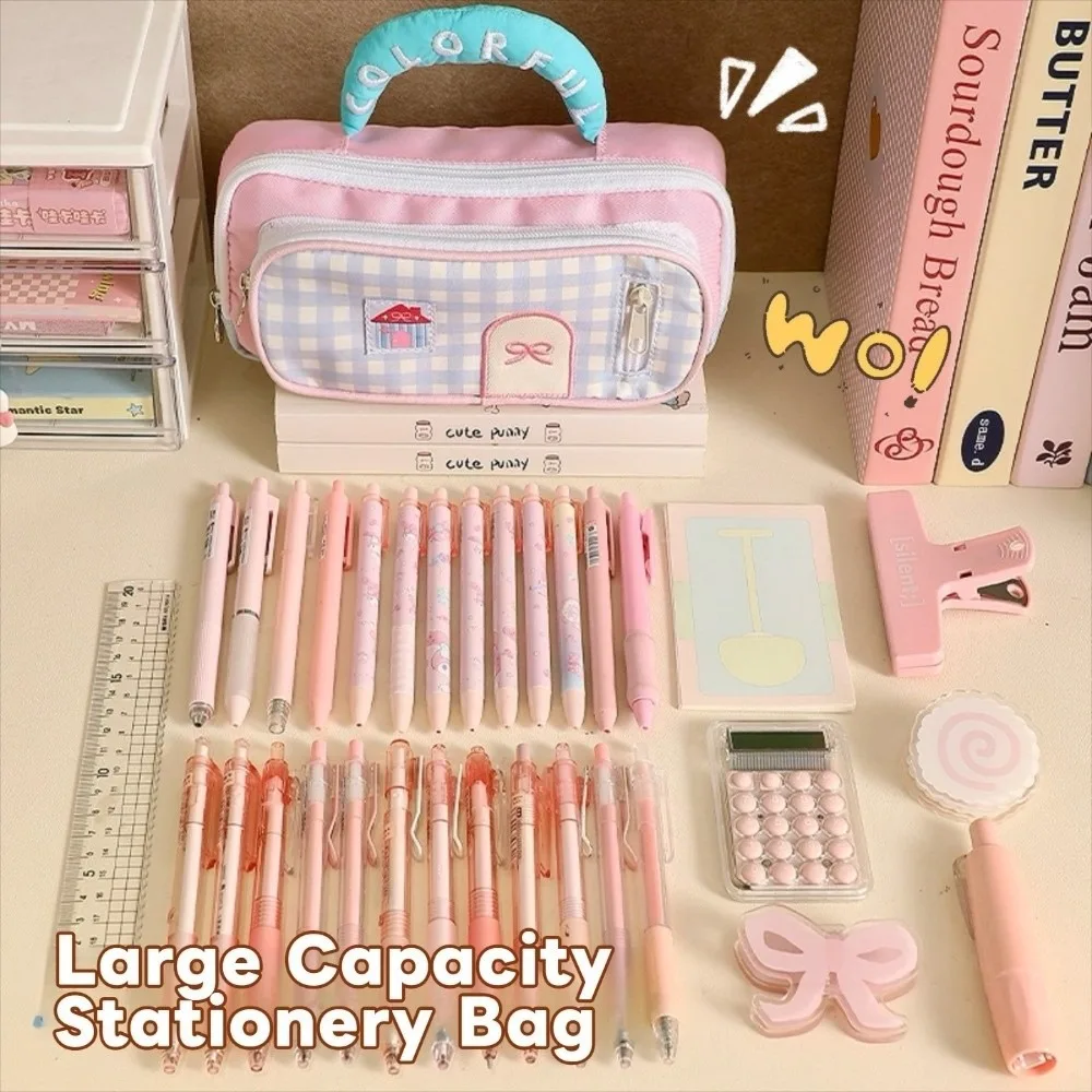 

Вышитая сумка-карандаш для дофамина, большая вместительная сумка для хранения канцелярских принадлежностей на молнии, милый портативный пенал для ручек, школьный