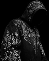 Breathedivinity American Fashion Street SweatshirtY2K Harajuku Hip Hood Sweatshirt Gothic Fine Printed Zipper Cardigan