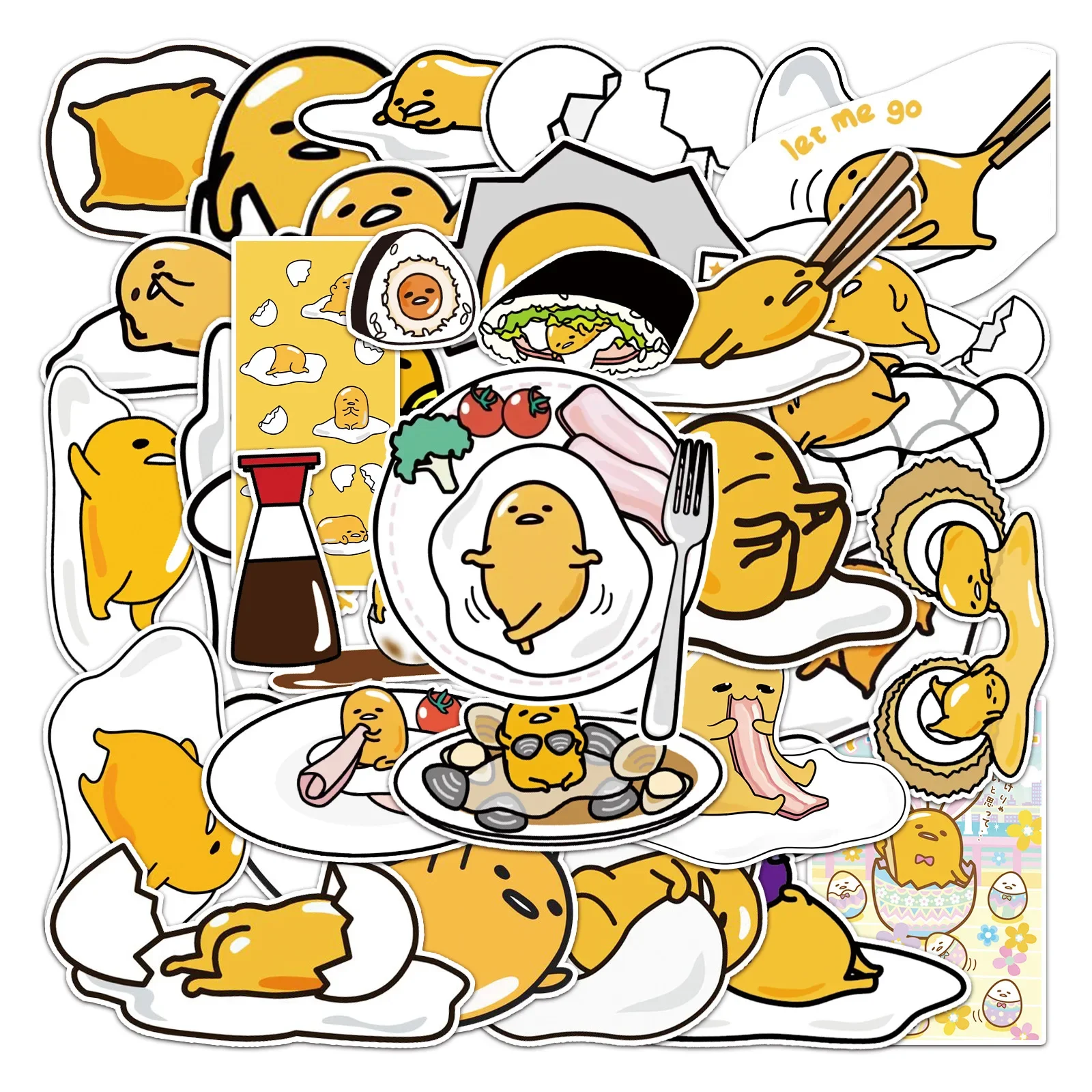 50Pcs/Set Sanrio Gudetama Kawaii Stickers High Quality Gudetama Cartoon Anime Decoration DIY Hand Account Diary Stickers Gifts