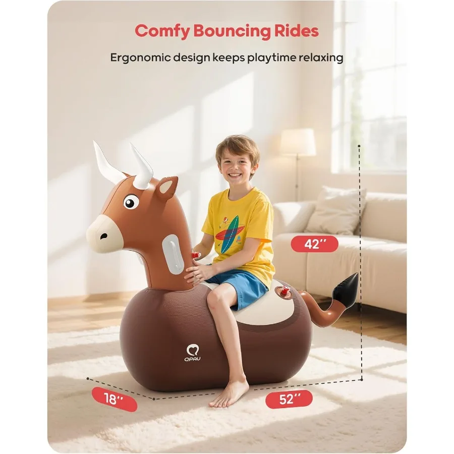 Qpau inflável rena funil brinquedo saltitante 2 pçs com capa de tecido bomba passeio em brinquedos para 5 + adultos rena de natal inflável