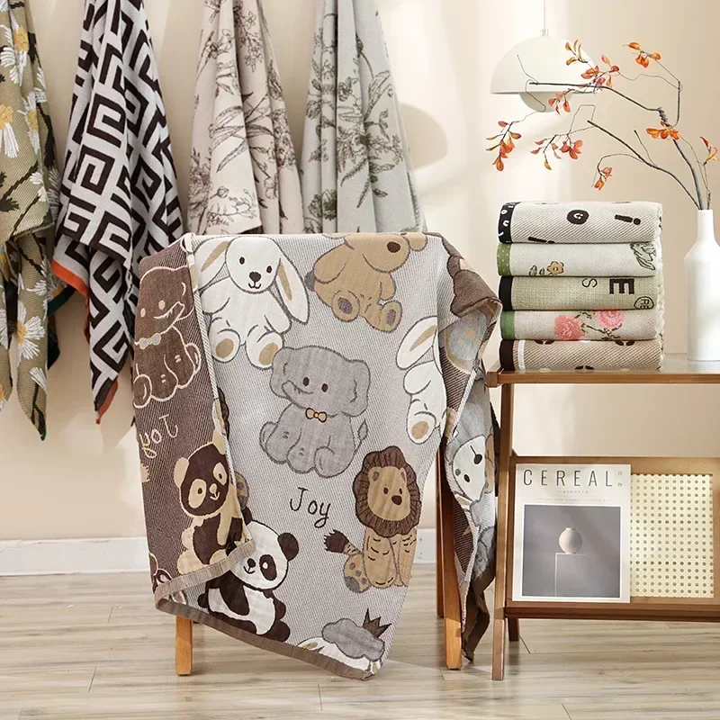 Cartoon Cotton Gauze Bath Towel For Adult Kawaii Absorbent Bath Wrap Quick-Dry Sports Gym Men Women Towel Bathroom Home