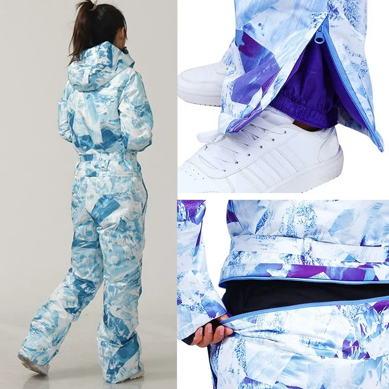 Conjunto de ropa de esquí de una pieza para mujer, mono de Snowboard para deportes al aire libre, monos impermeables cálidos para invierno, nuevo,