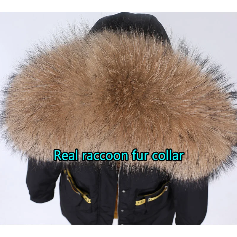 MAOMAOKONG 2022 Winter Down Jacket Women Natural Real Raccoon Fur Collar Long Coat Luxury Female Clothes Parkas Puffer Jacket