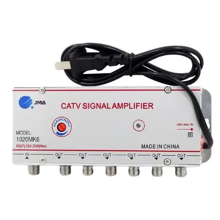 CATV Cable TV Splitter Amplifier 20dB 2/3/4/6/8 Way Digital TV Antenna Signal Booster Home TV Equipments 45Mhz to 860MHz US Plug