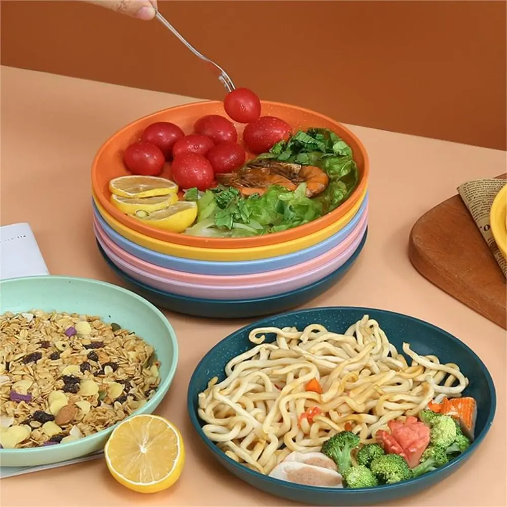Dinnerware Plastic Wheat Straw Plates Round Unbreakable Dinner Plates Microwave Safe 15cm Tableware Snack