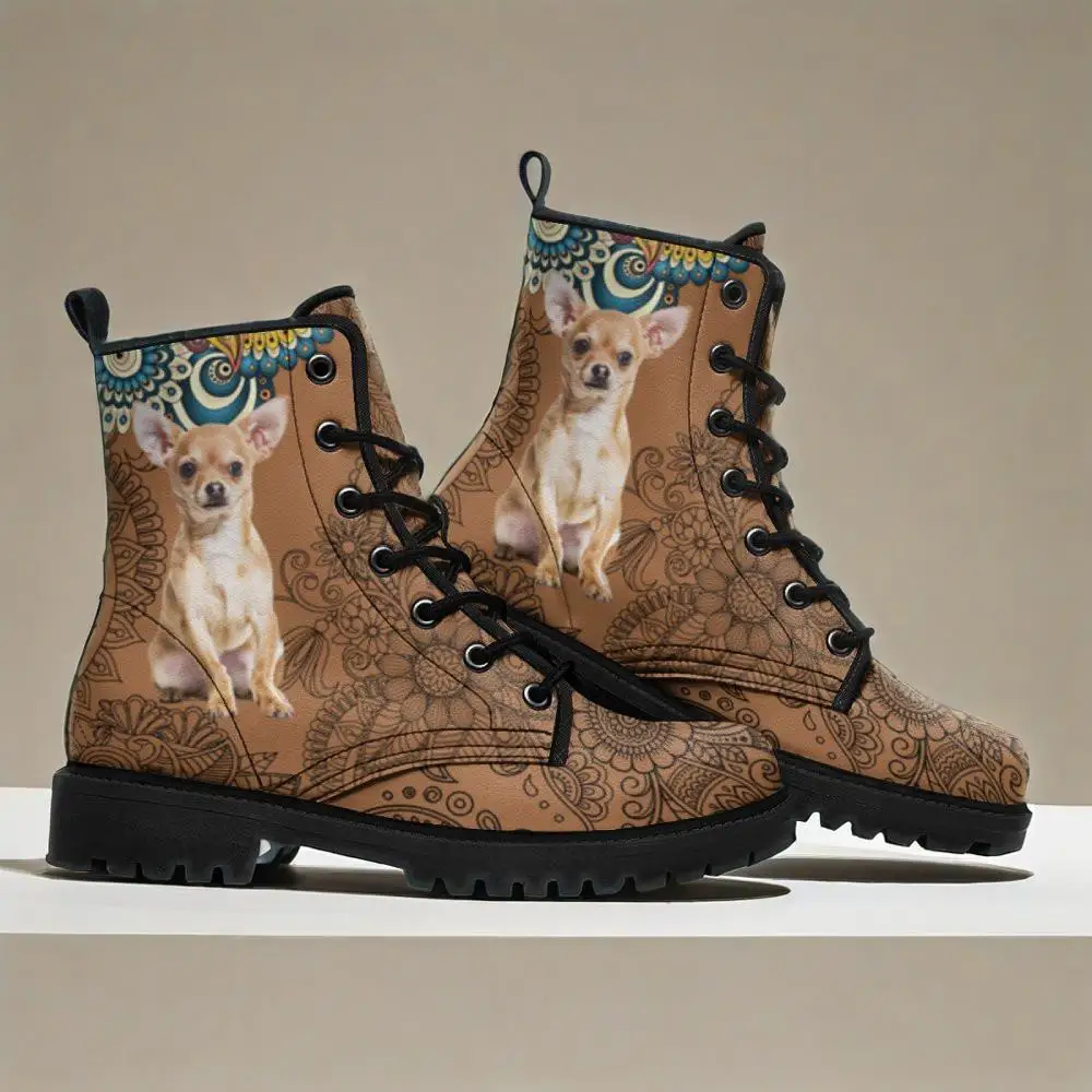 

Customizable Pet print stylish classic casual mid-calf boots, unisex boots for autumn and winter.