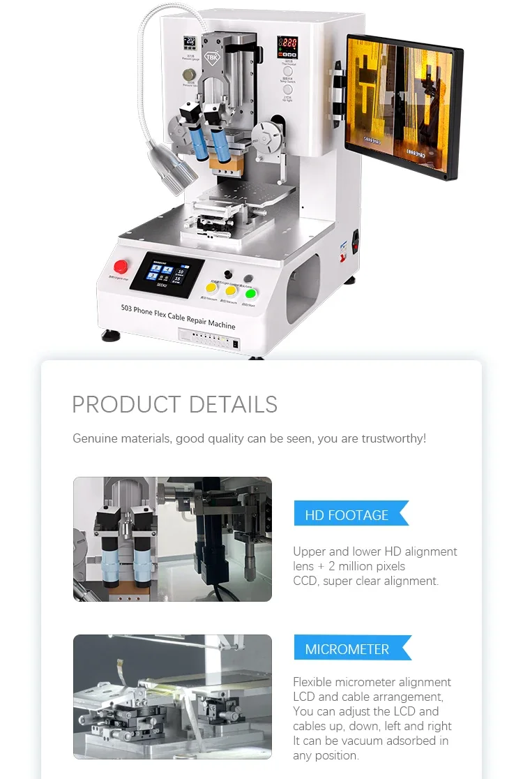 TBK 503 Flex Cable Bonding Machine Motor Constant Temperature Press LCD/OLED Repair Mobile Phone 1 Year High Efficiency Low