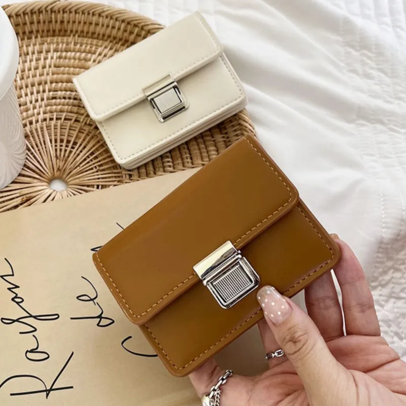 MINI wallet for women,simple&portable,flip cover metal buckle card holder,loose change clutch for students, billeteras mujer