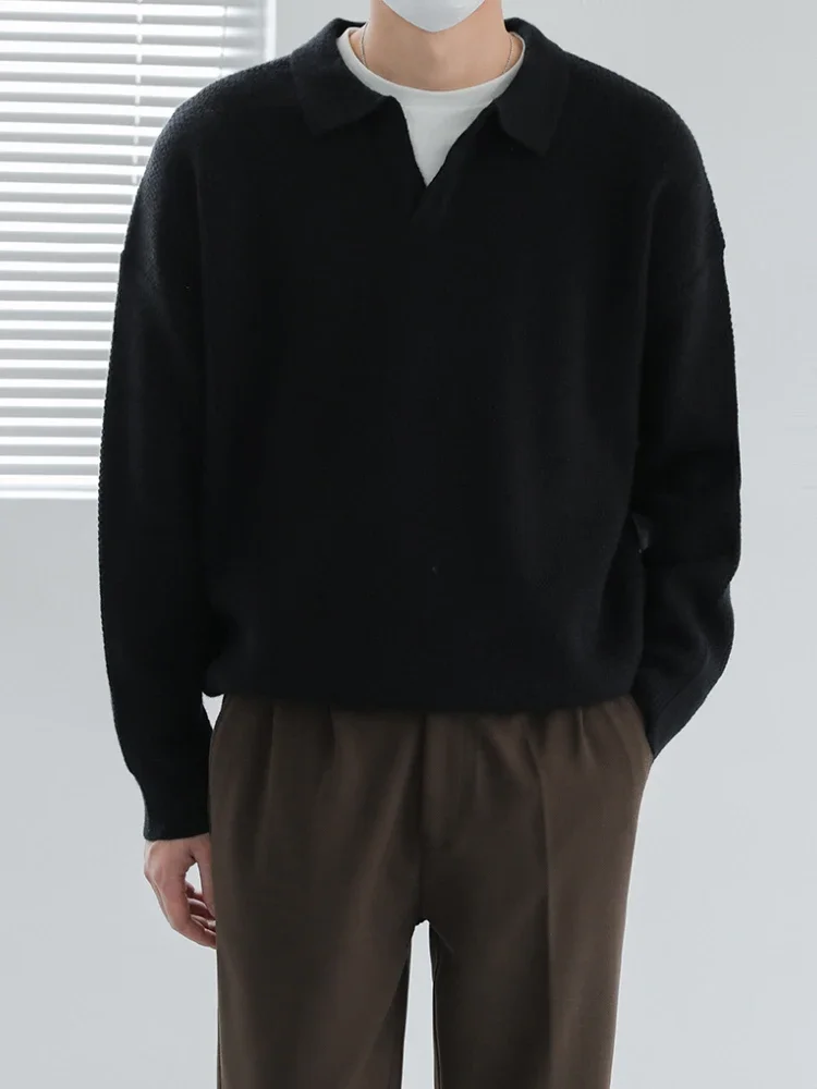 เสื้อกันหนาวผู้ชายถัก Vintage Baggy เสื้อกันหนาว All-match ขี้เกียจฤดูใบไม้ร่วงฤดูหนาวสไตล์ญี่ปุ่นหล่อทุกวันสบายๆ Sueter Hombre ใหม่