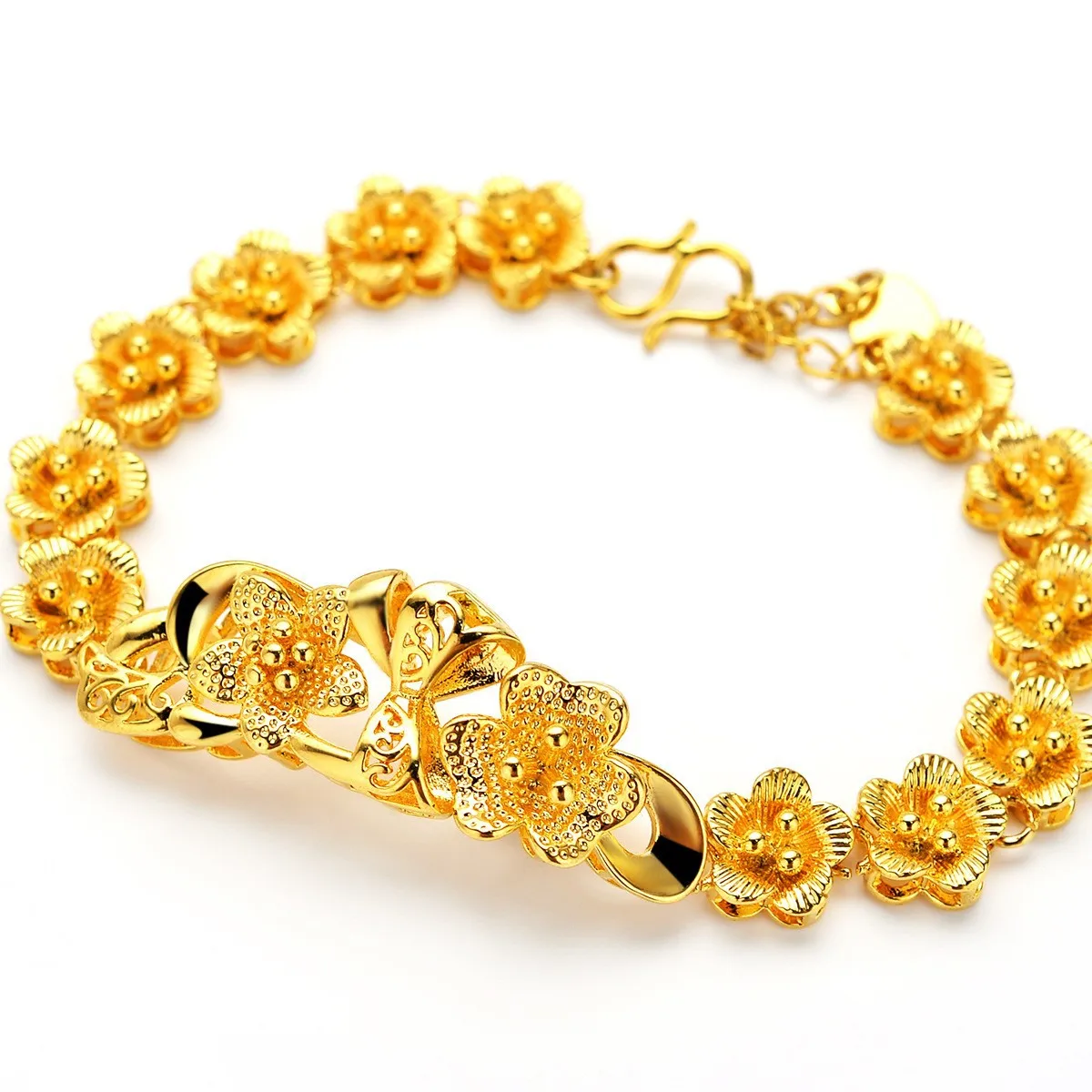 Noble AU999 gold bracelet sweet flower bracelet fashion jewelry 24K pure gold new ladies wrist chain hand jewelry for girlfriend