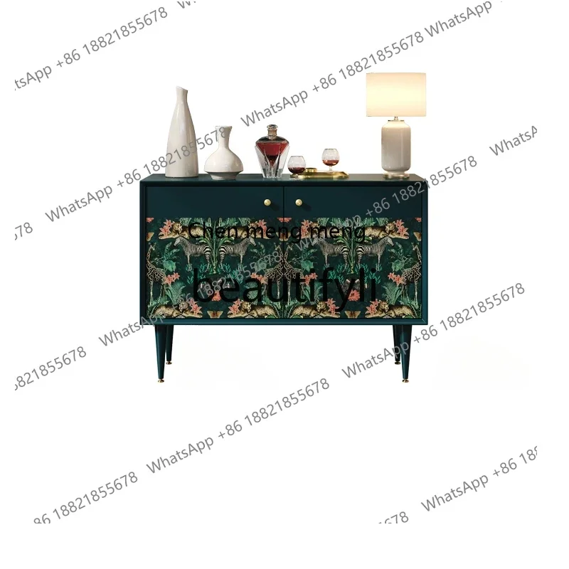 

N178 G American painted dining side cabinet light luxury living room wall decorative cabinet furniture solid wood painted locker