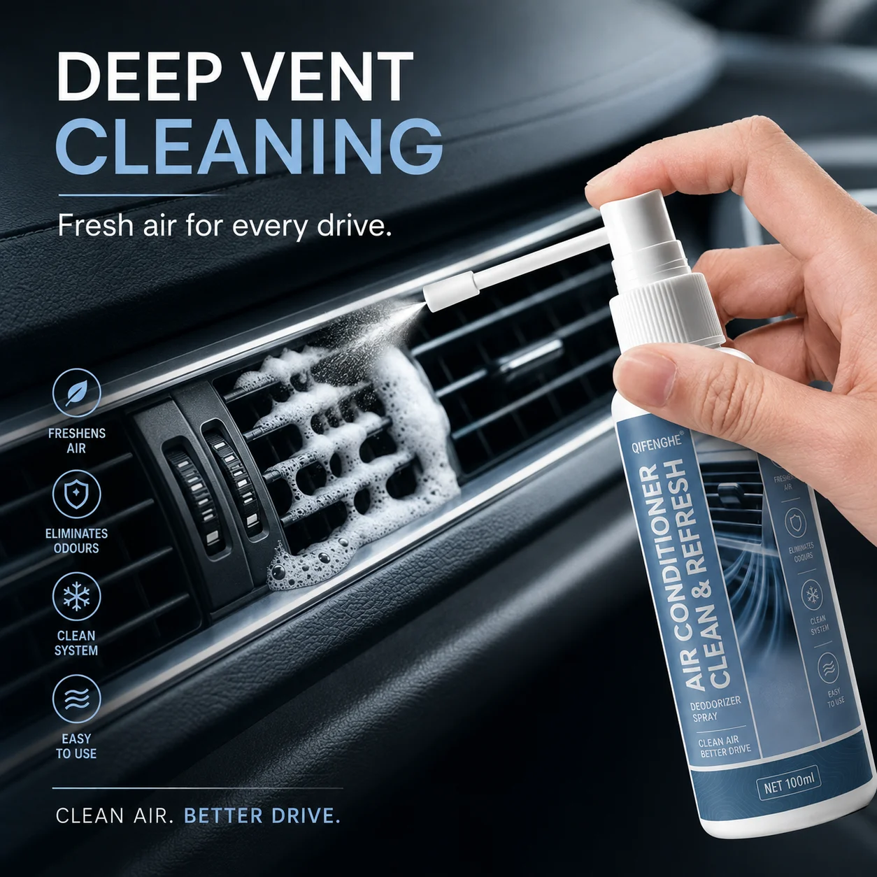 Car air conditioner cleaning spray, remove odor dust mold, summer air conditioner vent foam cleaning deodorant car