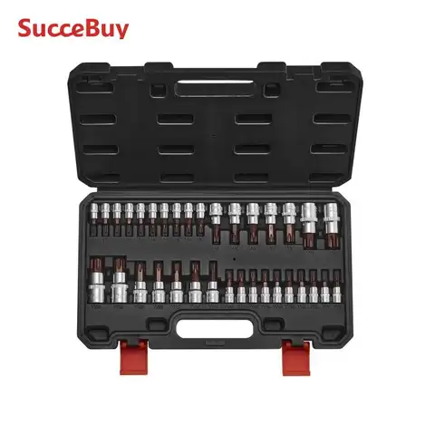 SucceBuy Torx Bit SocketSet 34-Piece Solid Star and Tamper Proof T6-T70 S2 AlloySteel and Cr-V Steel Drives Enhanced StorageCase