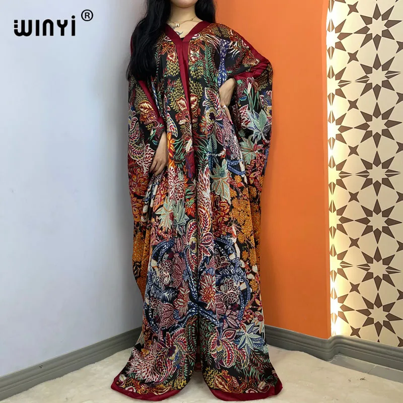 

WINYI high quality summer blog Dress Elegant Middle East Muslim Abaya Lady beach cover up Casual dress Beachwear fashion Kaftan