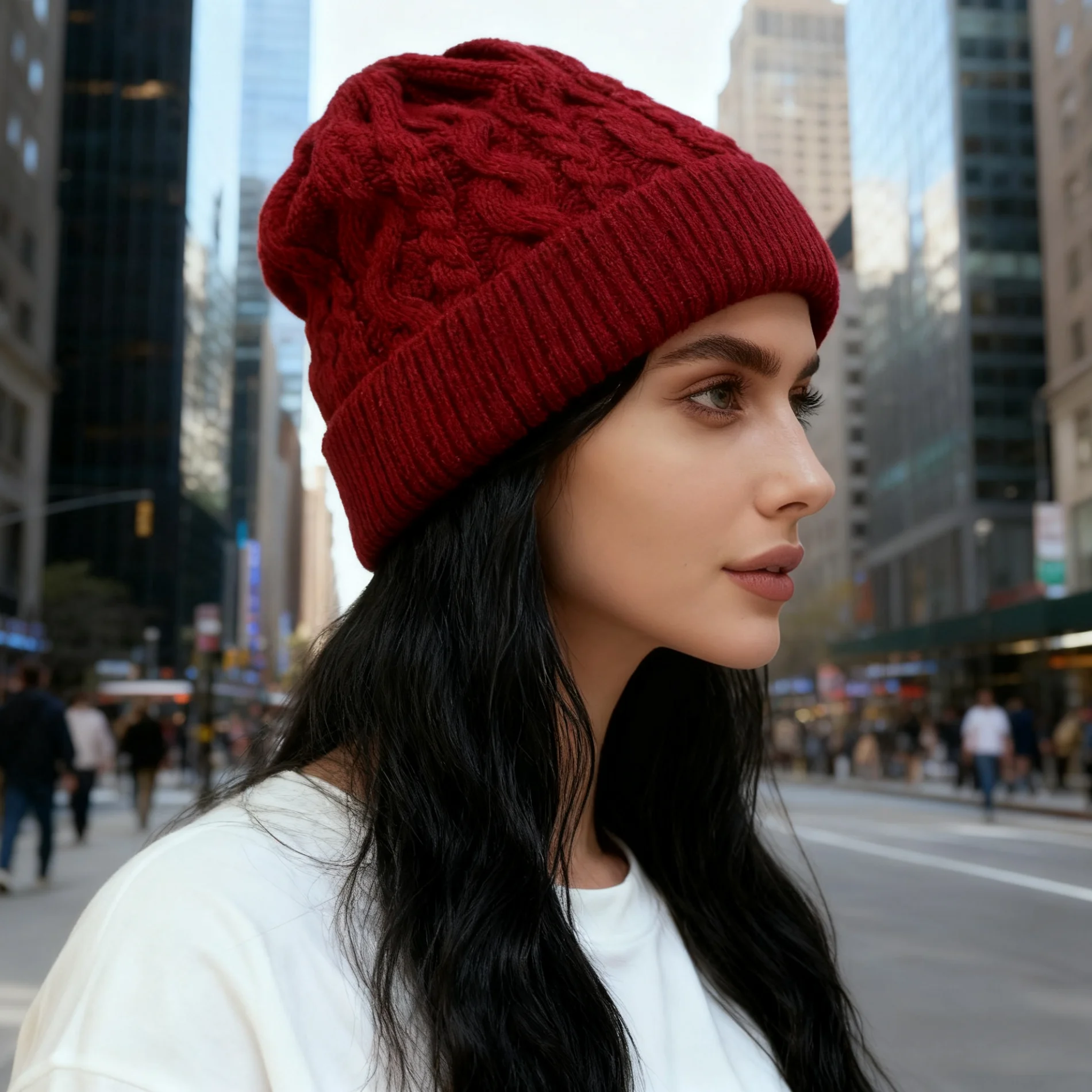 Mehrzweck-Set mit gestrickter Wintermütze und Schal | Warme Thermo-Mütze, Halswärmer, Ski-Gesichtsbedeckung für Damen und Herren, Outdoor, kaltes Wetter – Detail 19
