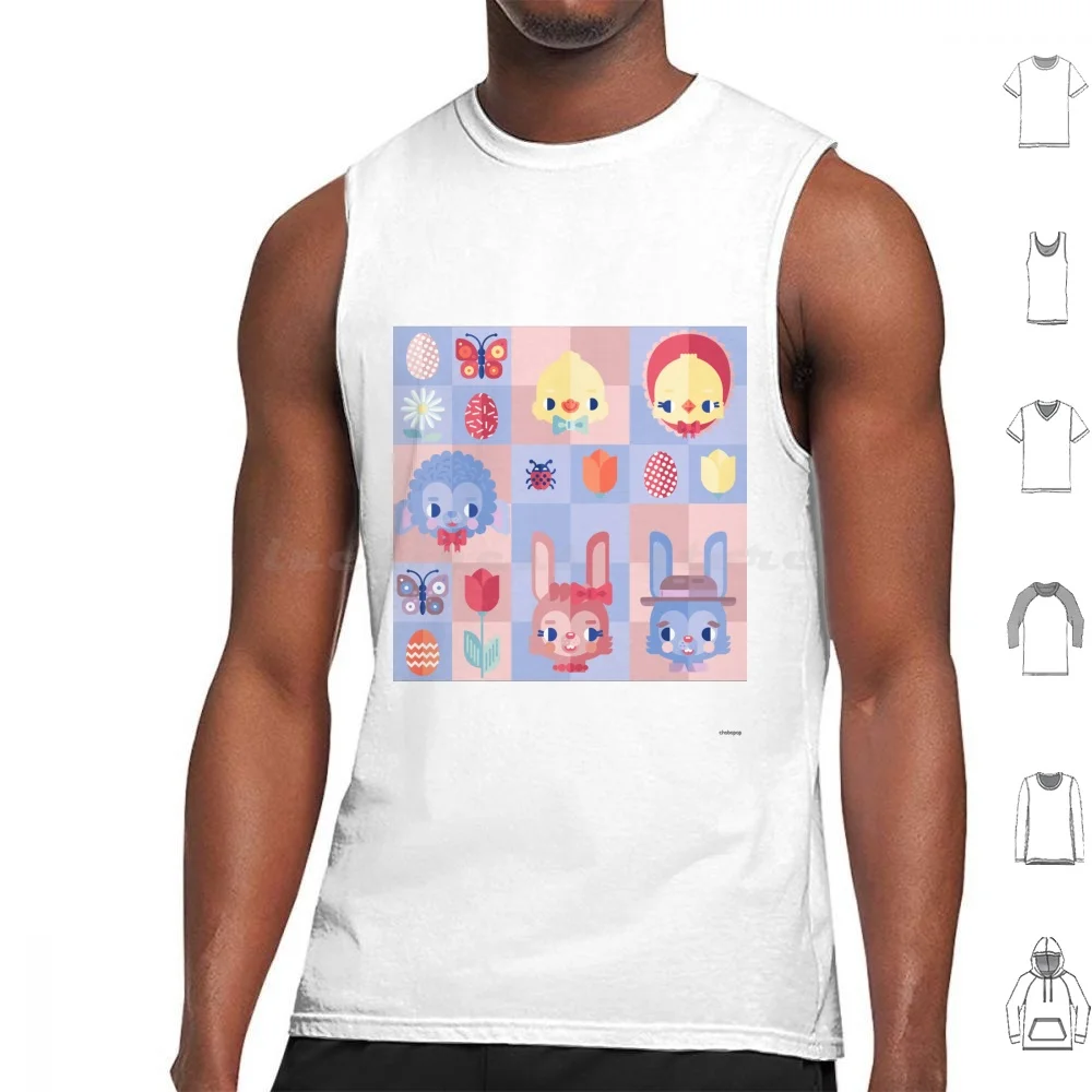 Happy Easter! Pattern Tank Tops Vest Sleeveless Easter Happy Easter Greeting Easter Bunny Bunny Rabbit Duckling Chick Tulip