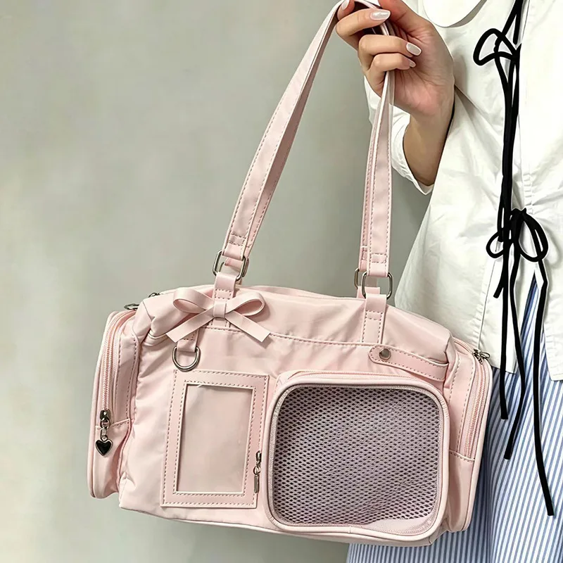 

Cotton Doll Badge Shoulder Bag Fashionable Transparent Small Tote Bag Commuting Large Capacity Crossbody Bag New Women's Bag