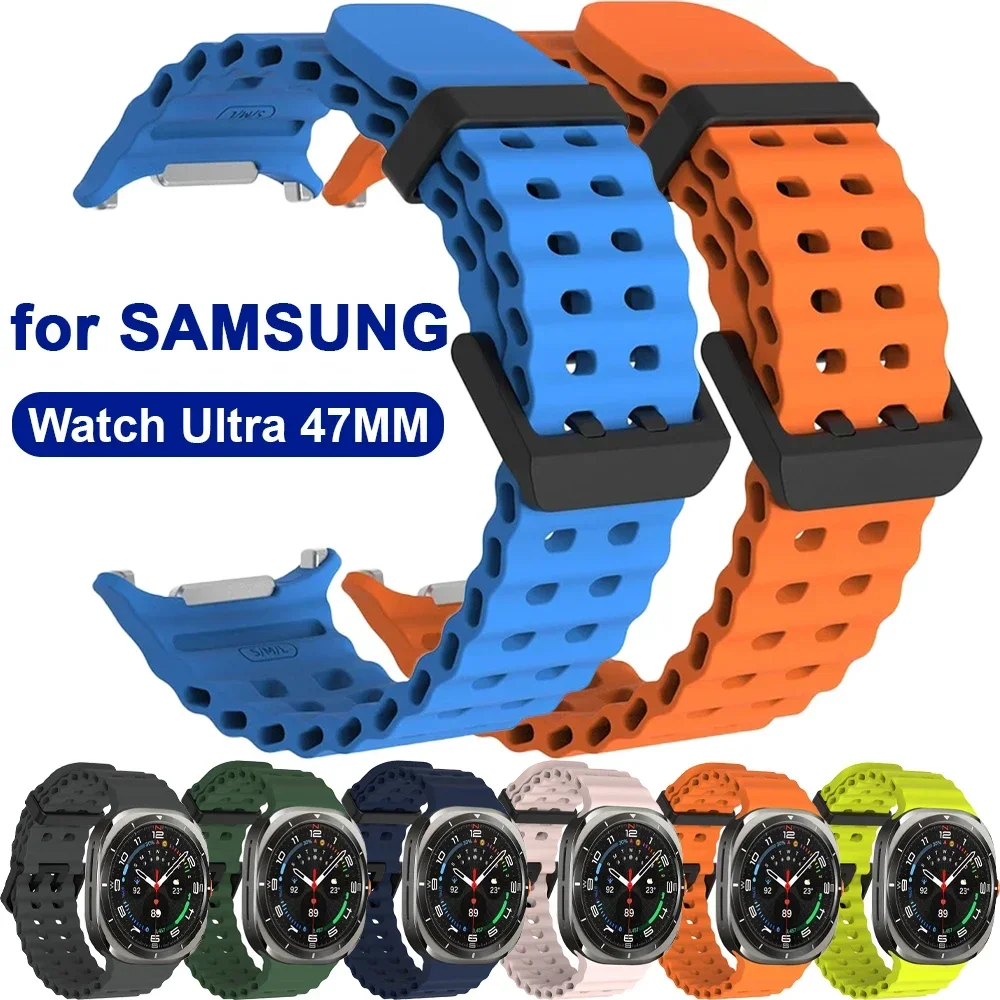 Originalarmband für Samsung Galaxy Watch Ultra 47 mm Zubehör Marine Silikon Sportarmband Correa Galaxy Watch 7 Ultra Band