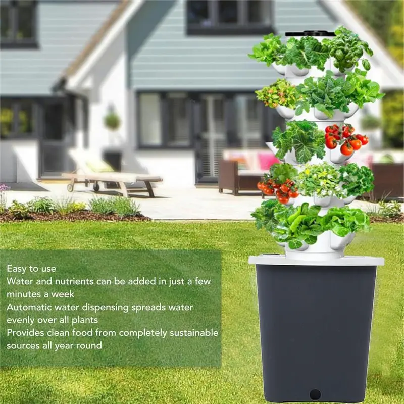 ABIY Vertical Garden Planter, For Hydroponic Tower, 30 Pots Growing System For Hydroponic Gardening Lovers EU Plug