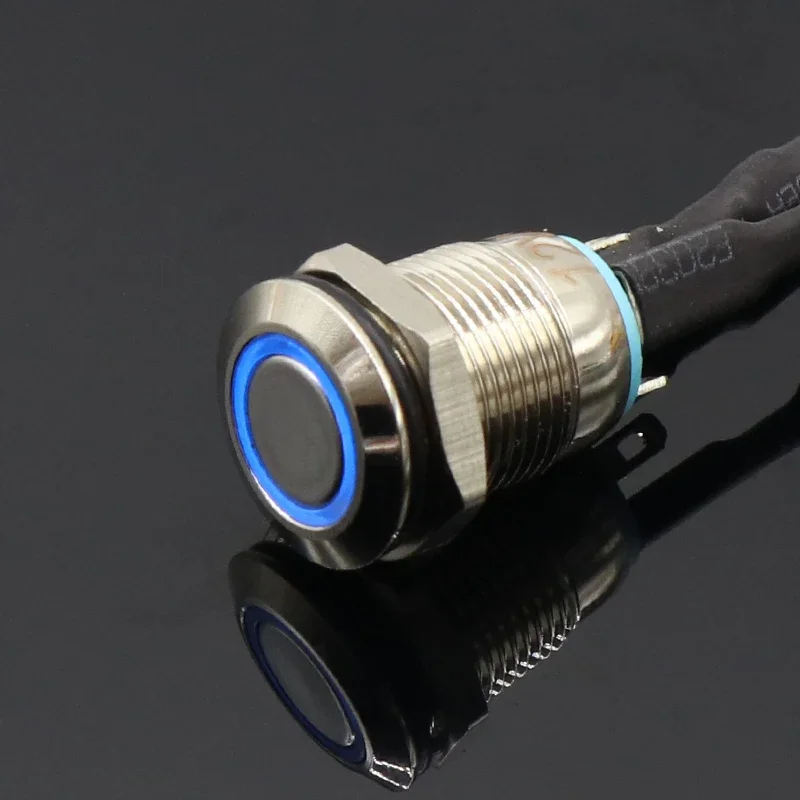 1PCS 12MM with LED 3V 5V 12V 24V 220V Metal Button Switch Momentary push button auto reset waterproof illuminated