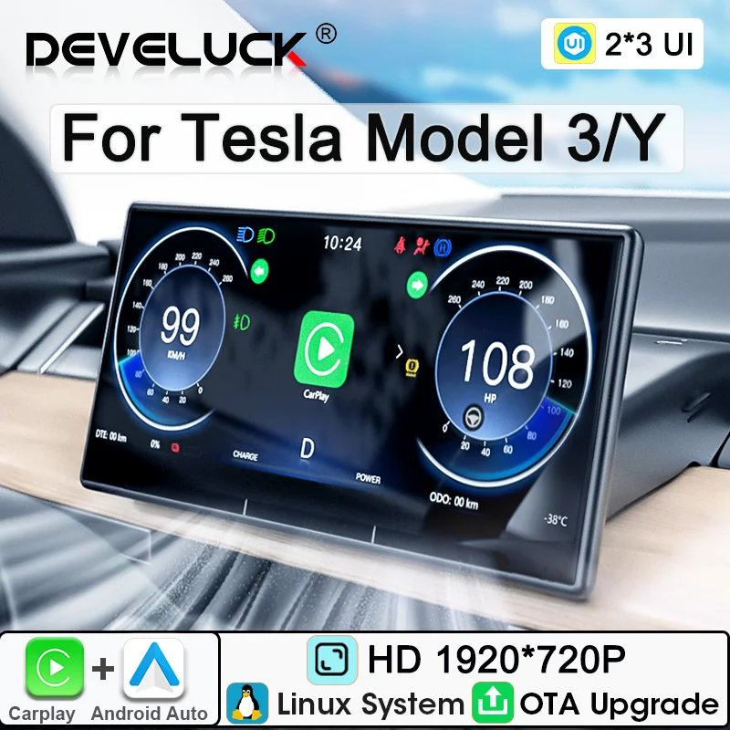 Cruscotto dello strumento da 8.9 pollici Heads Up Display per Tesla Model 3 Y Highland 2024 Carplay Android Auto HD schermo anteriore per Tesla