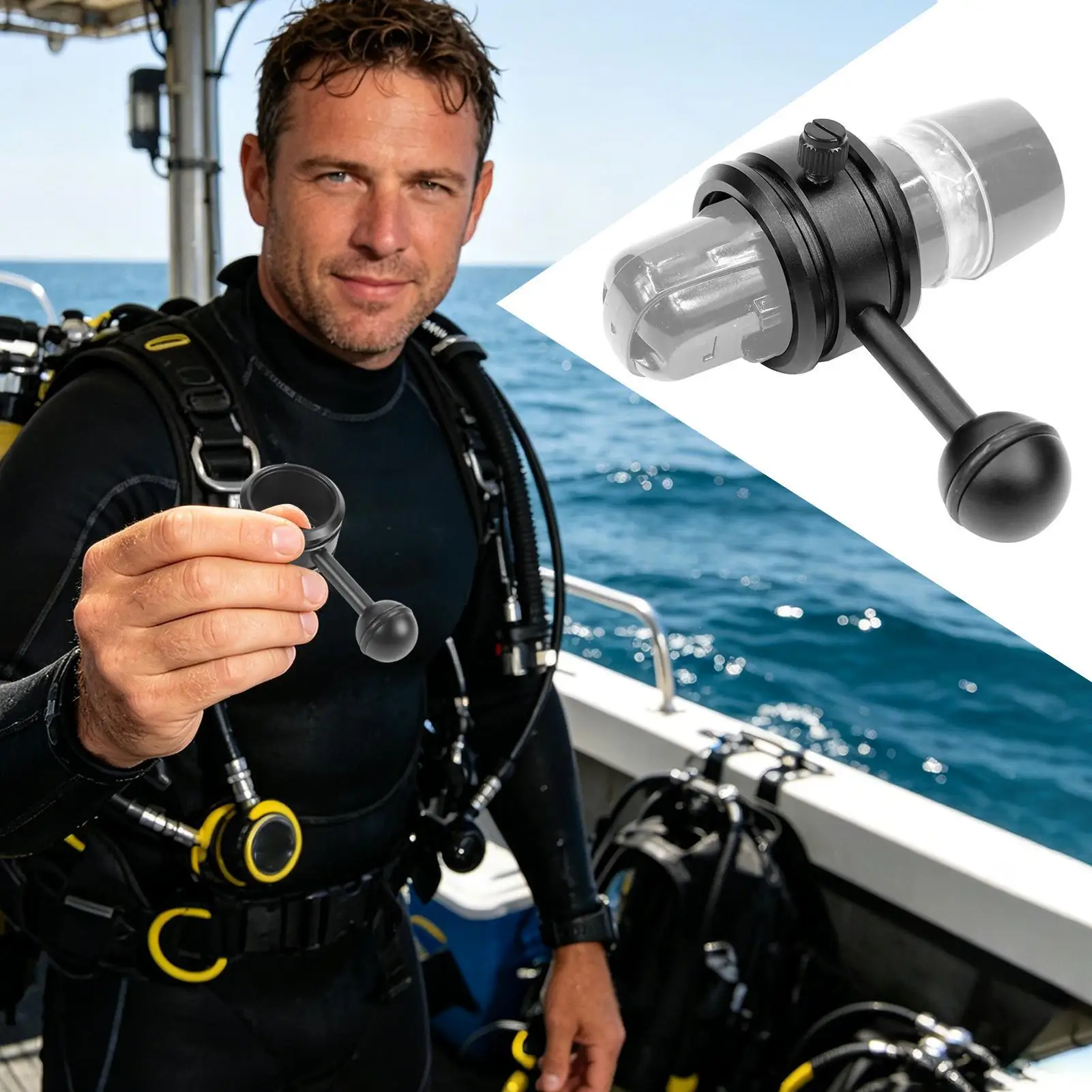 Diving Flashlight Clip Aluminum Alloy Easy Installation Diving Light Ball Head Clamp For Underwater Photography Camera Action