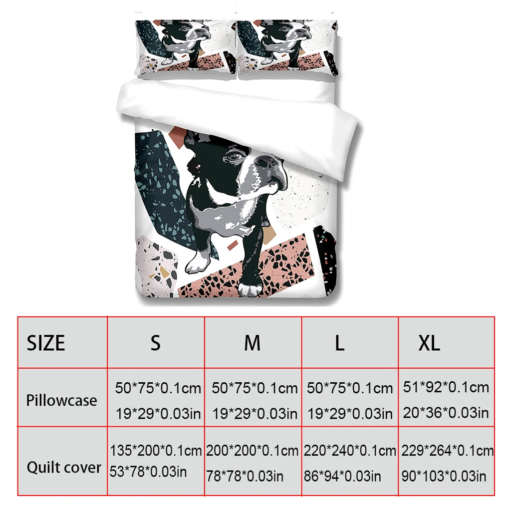 3 Pieces Bedding Comforter Sets Dog Themed Print Pillowcase Decorative Sleeping Supplies Bed Set M LYSHDW2109250008