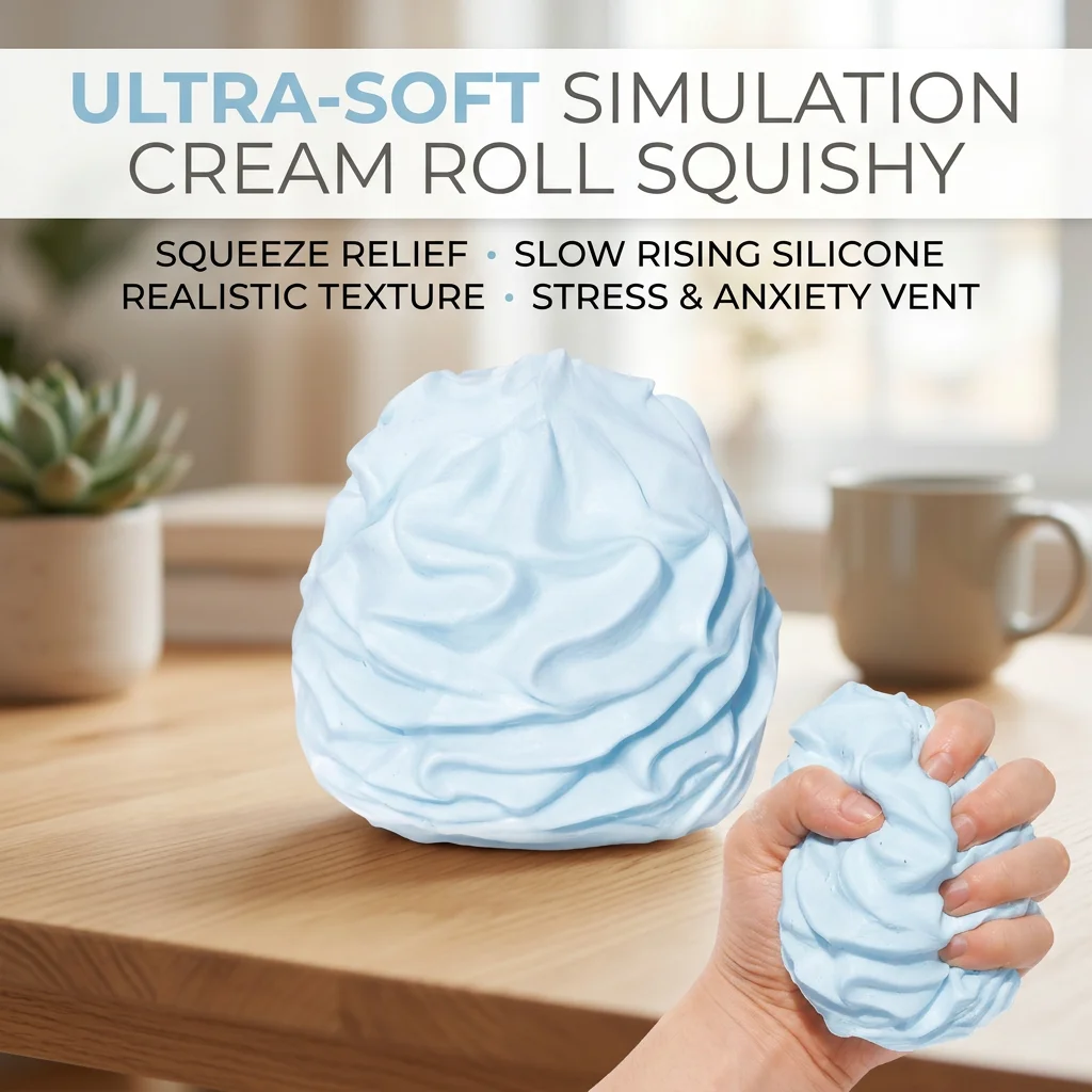 White Cream Silicone Stress Reducing Toy Soothing Mood Relieve Anxiety Improve Work & Study Efficiency Stress Relief Fidget Toy