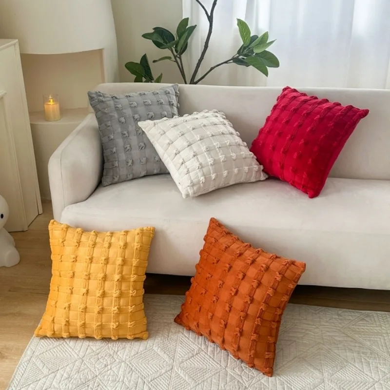 2025 new solid color simple bubble lattice pillow cushion living room sofa pillow pillow cover and abrasive core