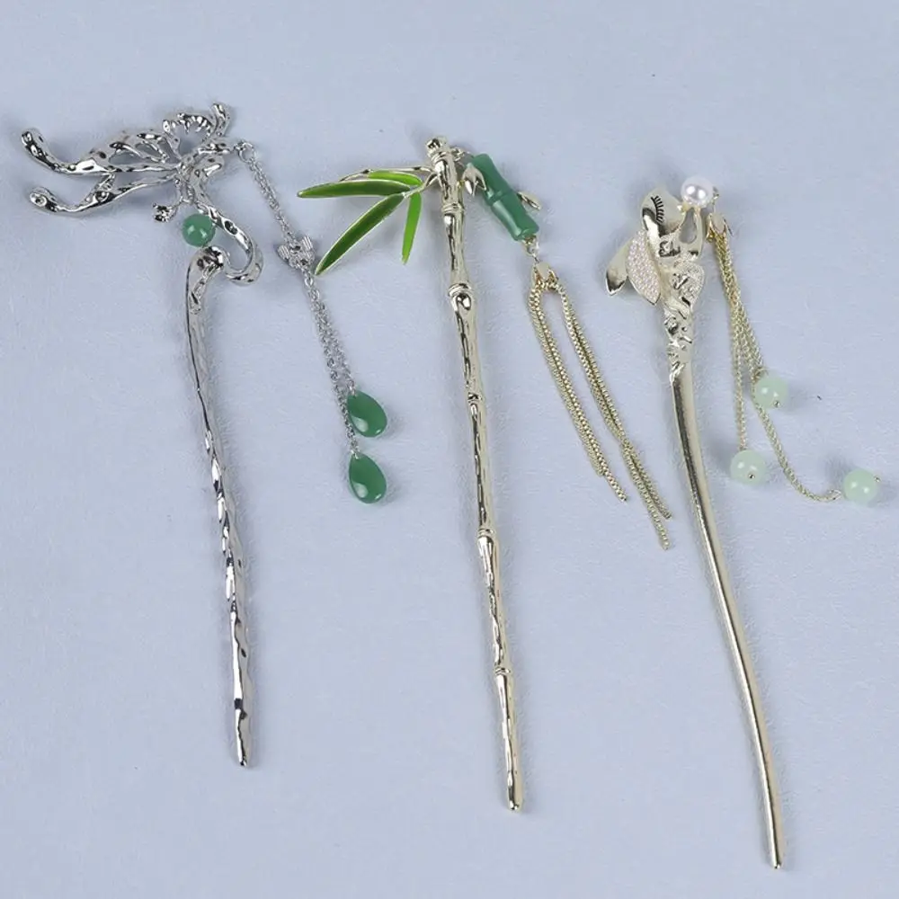 Women Hair Accessories Hanfu Headdress Hairstyle Design Tool New Chinese Style Hairpin Geometric Hair Stick Tassel Hair Stick