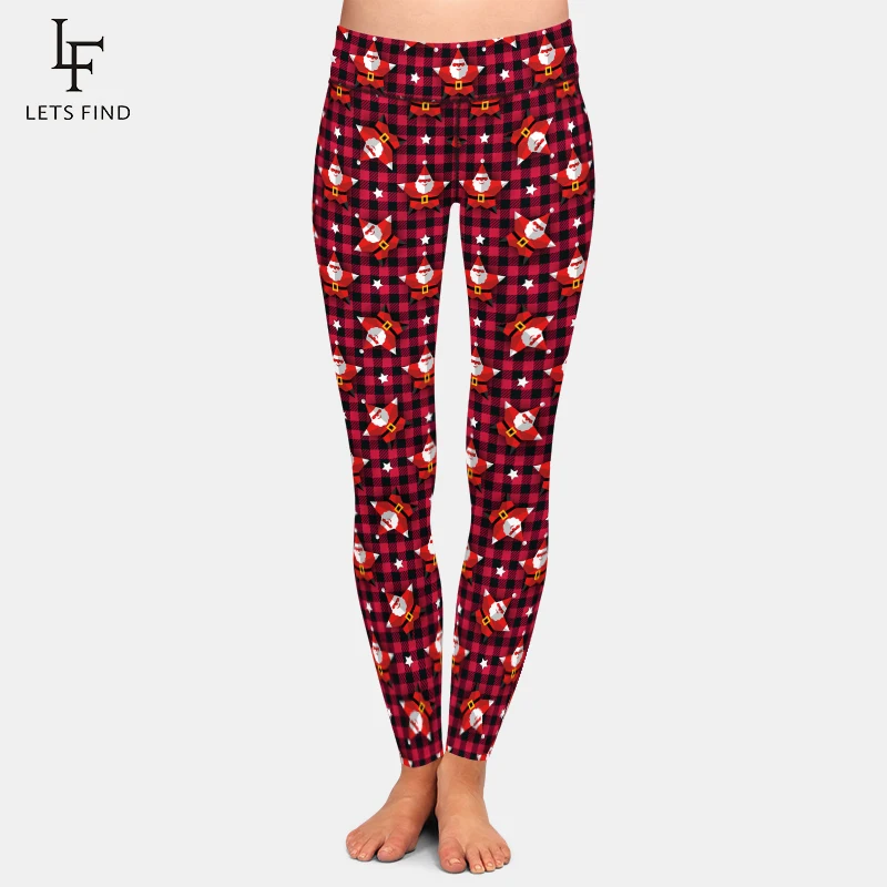 LETSFIND 2021 New Merry Christmas Print Women Pant High Waist Fitness Slim Soft Stretch Warm Full Leggings