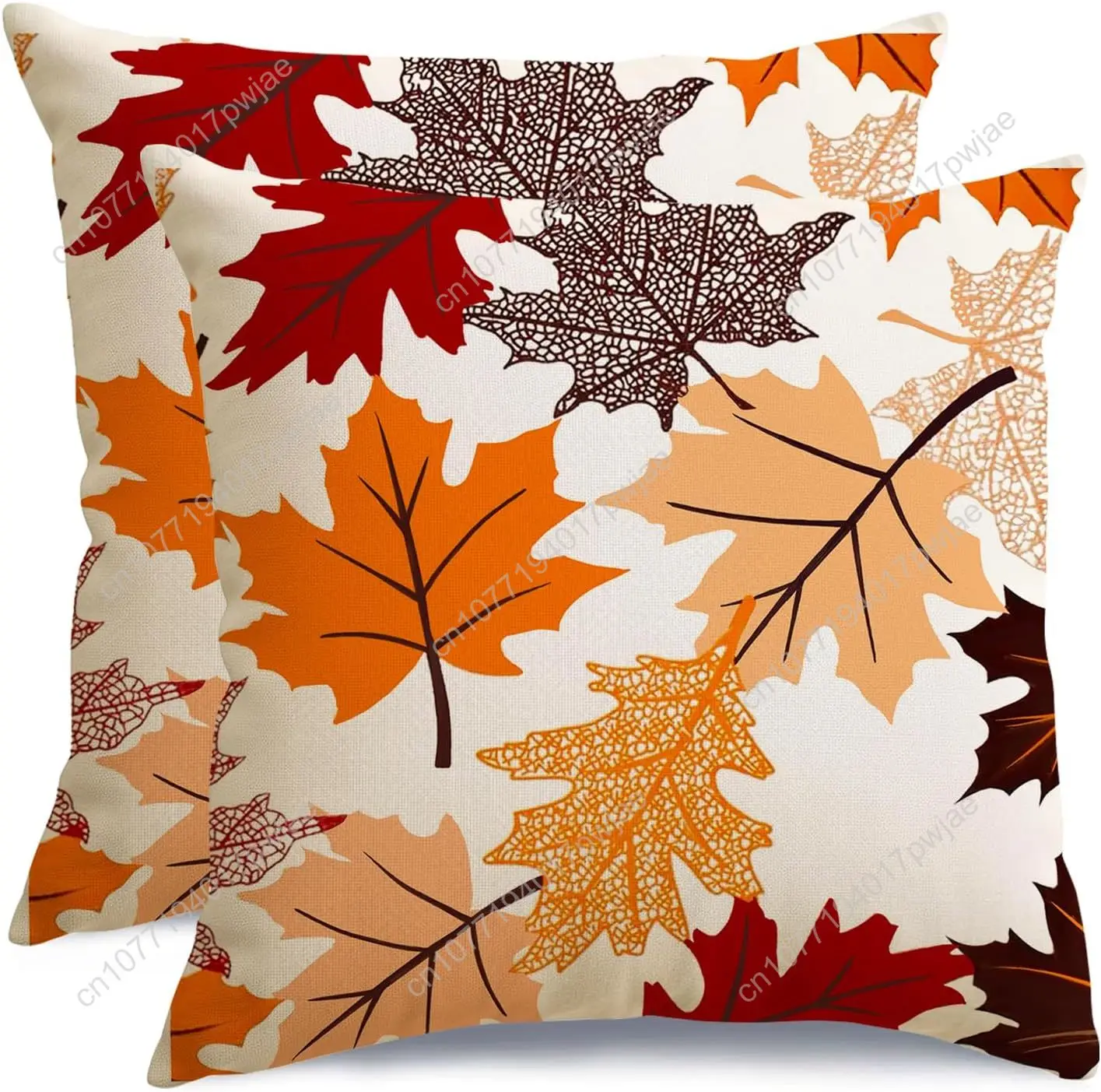 

RABUSOFA Fall Pillow Covers 18x18 Set of 2,Maple Leaves Autumn Thanksgiving Pillows Decorative Throw Pillows Outdoor Decor Pillo