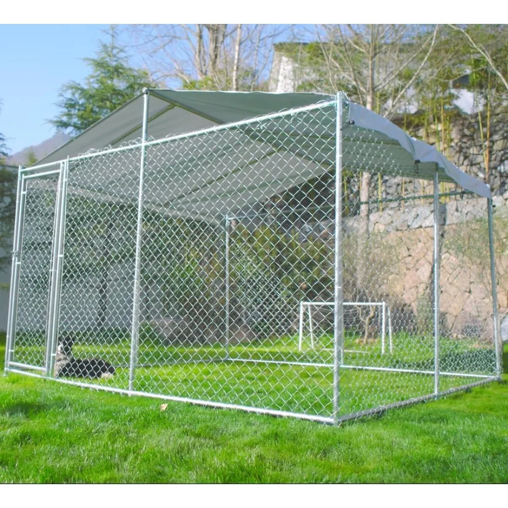 10' x 10' x 7.5' Large Dog Kennel, Outdoor Dog Kennel, Dog Pen Enclosure with Waterproof and Anti-UV Roof, Outside Dogs House