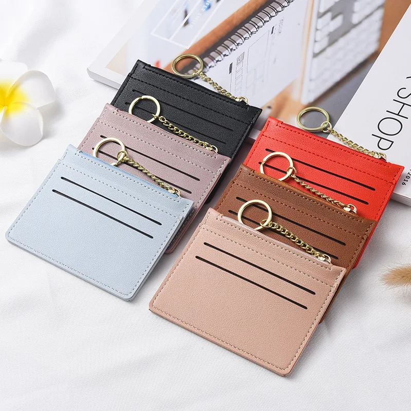 New Chain Fashion Ladies Bank Card Holder Coin Purses Designer Women Purse Zipper Design Men Wallet Mini Purse Unisex Bags C021