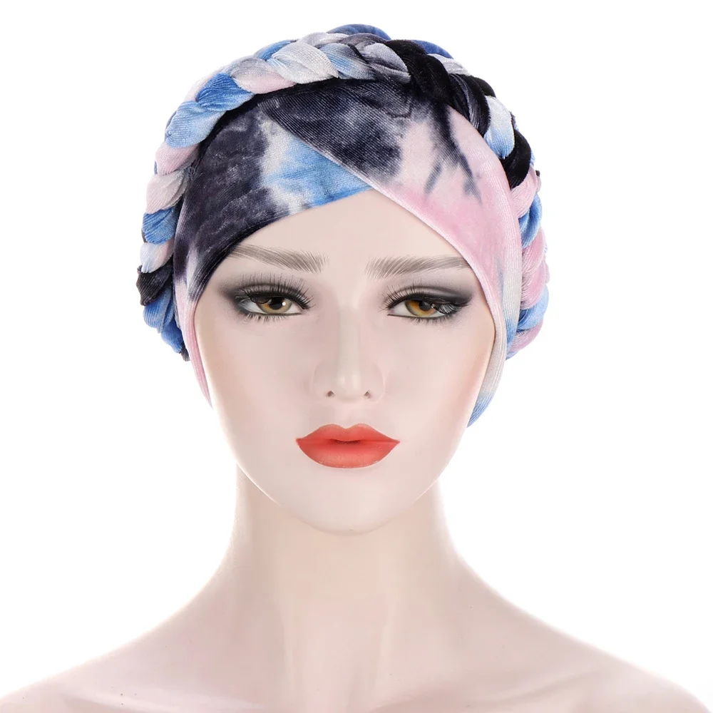 Turbante Hijab trenzado para mujeres musulmanas, gorro elástico para quimio, sombrero para la pérdida de cabello, envoltura para la cabeza, gorro