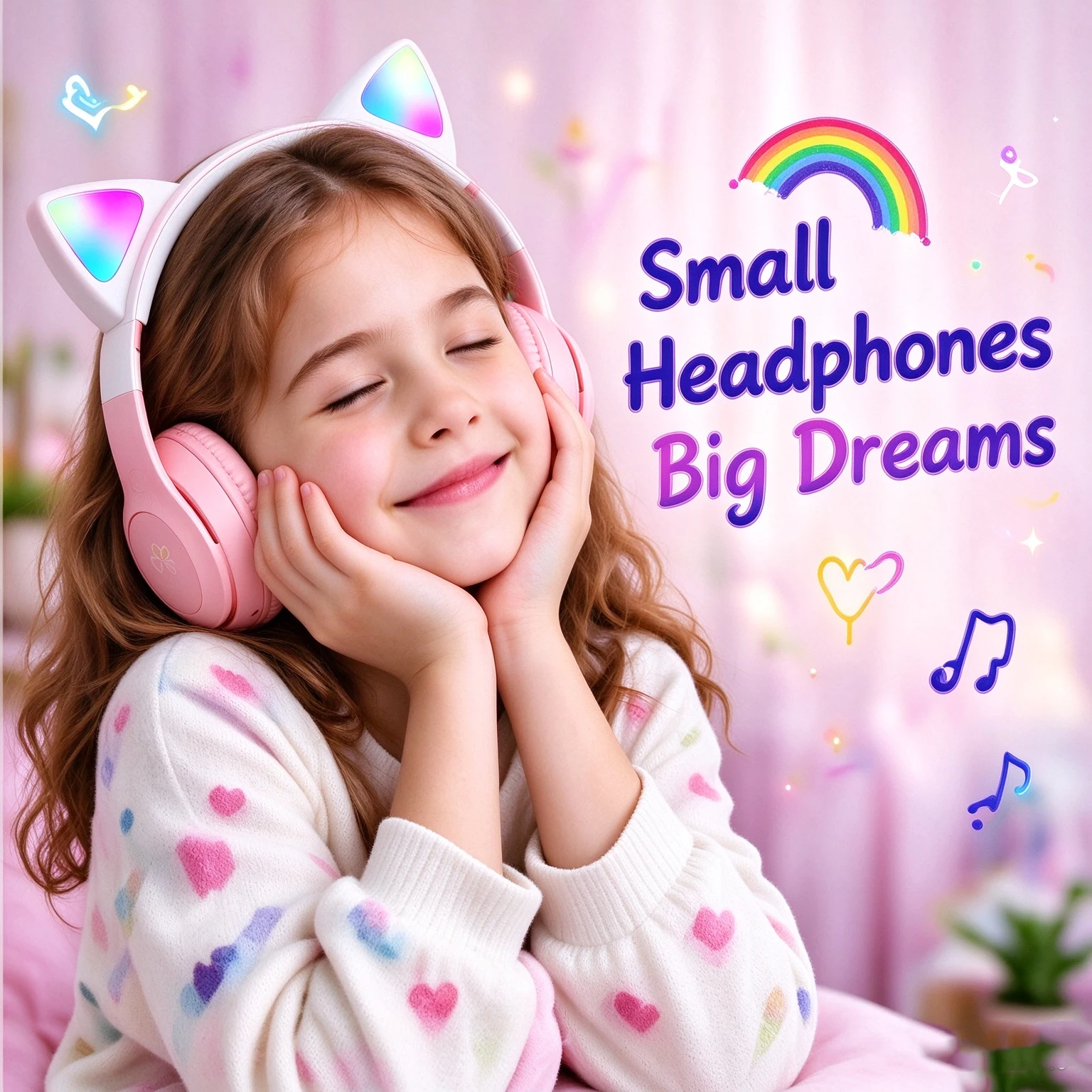Cute Pink Cat Ear Kids Wireles - Cat Ear Bluetooth Headset Led recension och pris