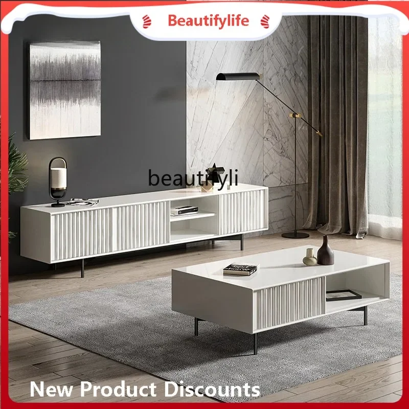 

Nordic simple modern TV cabinet combination light luxury living room villa high-footed TV cabinet