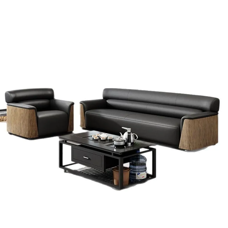 

Office Manager Leather Business Rest Area VIP Reception Bank Meeting Room Sofa Coffee Table Combination Set