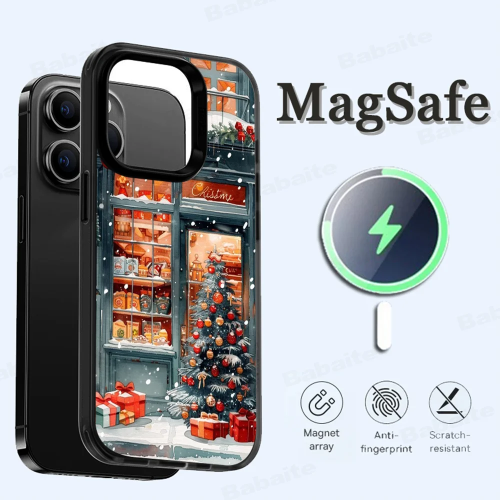 

Christmas Cartoon New Year Phone Case Magesafe Magnetic Wireless Charge Case For iPhone 16 11 12 13 14 15 Pro Max Plus Mini