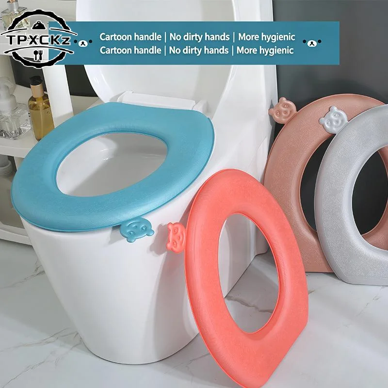1Pc EVA Waterproof Toilet Seat Cover Thickened Four Seasons Universal Toilet Seat Cushion Paste Type Toilet Cushion Accessories