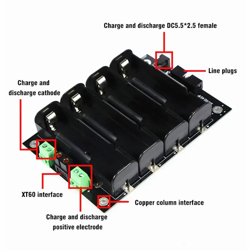 16.8V 4S 60A 120A BMS Power Wall 21700 Battery Holder 21700 Power Bank Case Lithium Battery Balancer 21700 Storage Box for Ebike