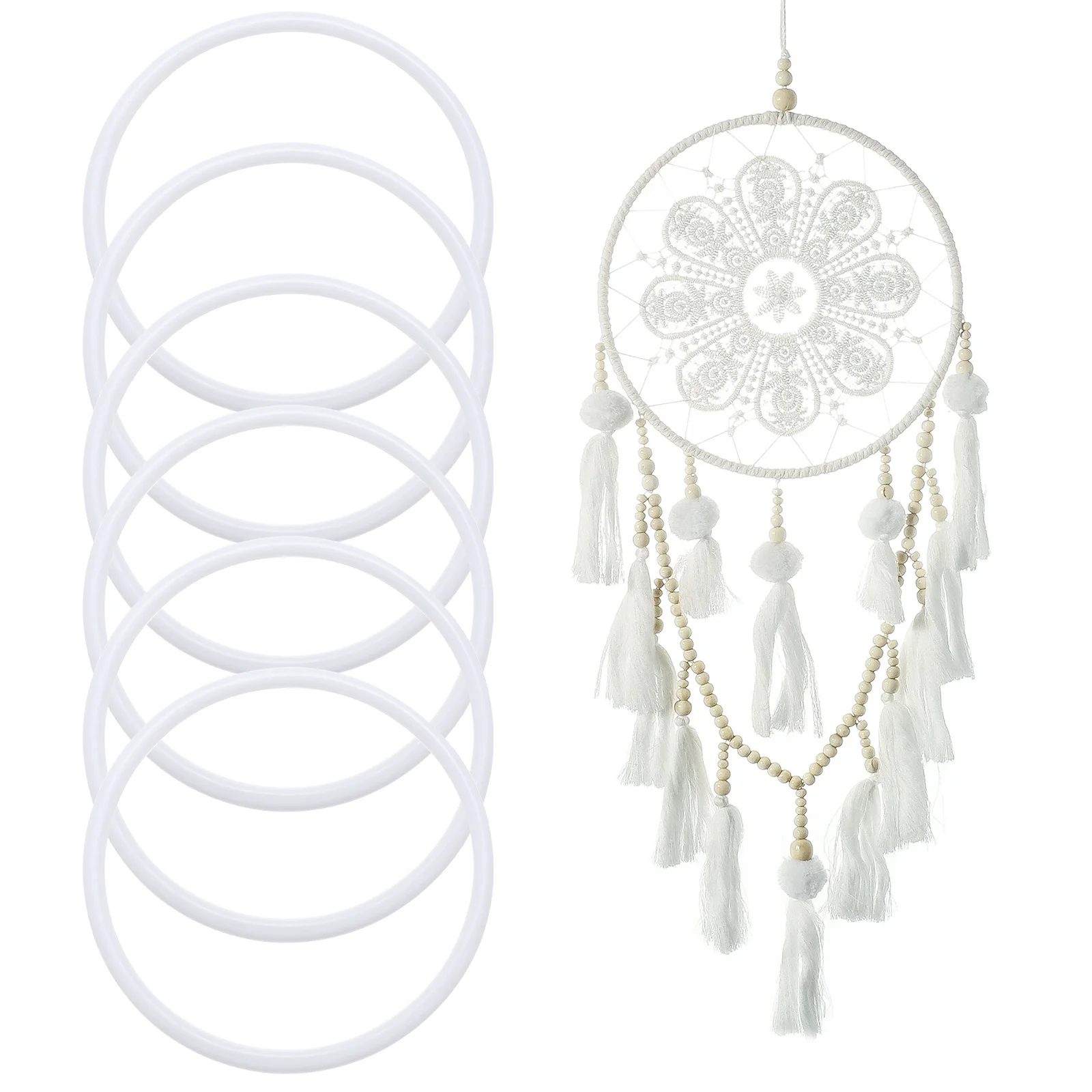 

20Pcs Dreamcatcher Ring Set 11Cm White Plastic DIY Craft Supplies for Dream Catchers Mandalas Wall Art Craft Projects