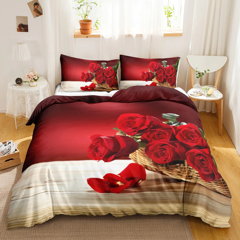 

Luxury Red Rose - Printed Duvet Cover, Available in King and Queen Sizes