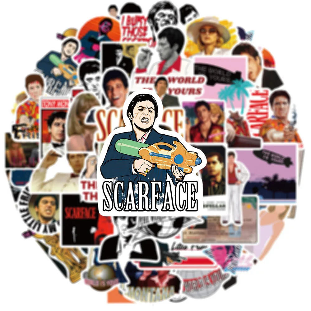 10/30/50pcs Classic Movie Scarface Stickers Cool Graffiti Motorcycle Laptop Skateboard Waterproof PVC DIY Sticker Decal Toy Gift